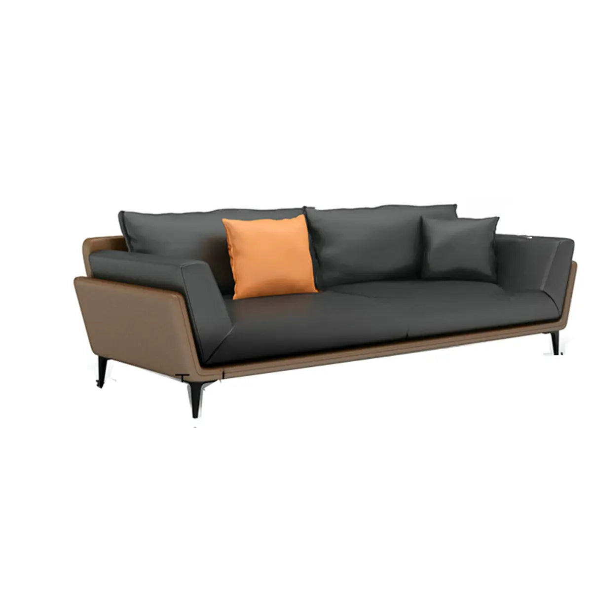 Black Anti Cat Scratch Leather Upholstered Back Sofa Image - 4
