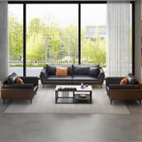 Black Anti Cat Scratch Leather Upholstered Back Sofa Image - 5
