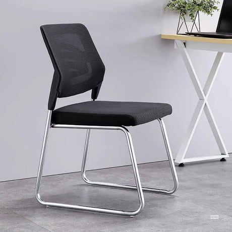 Black Armless Modern Ergonomic Mesh Office Chairs Image - 1