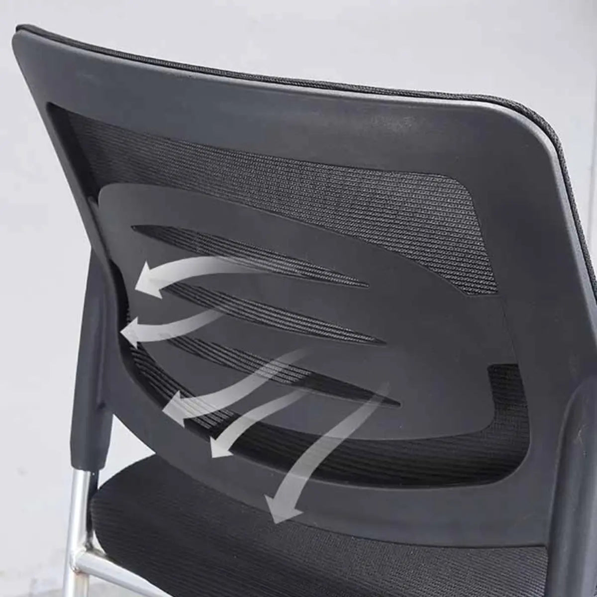 Black Armless Modern Ergonomic Mesh Office Chairs Image - 14