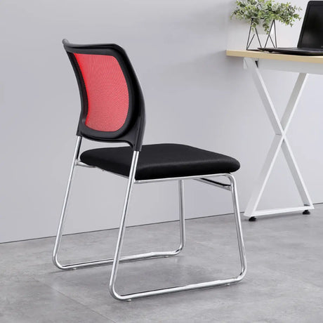 Black Armless Modern Ergonomic Mesh Office Chairs Image - 2