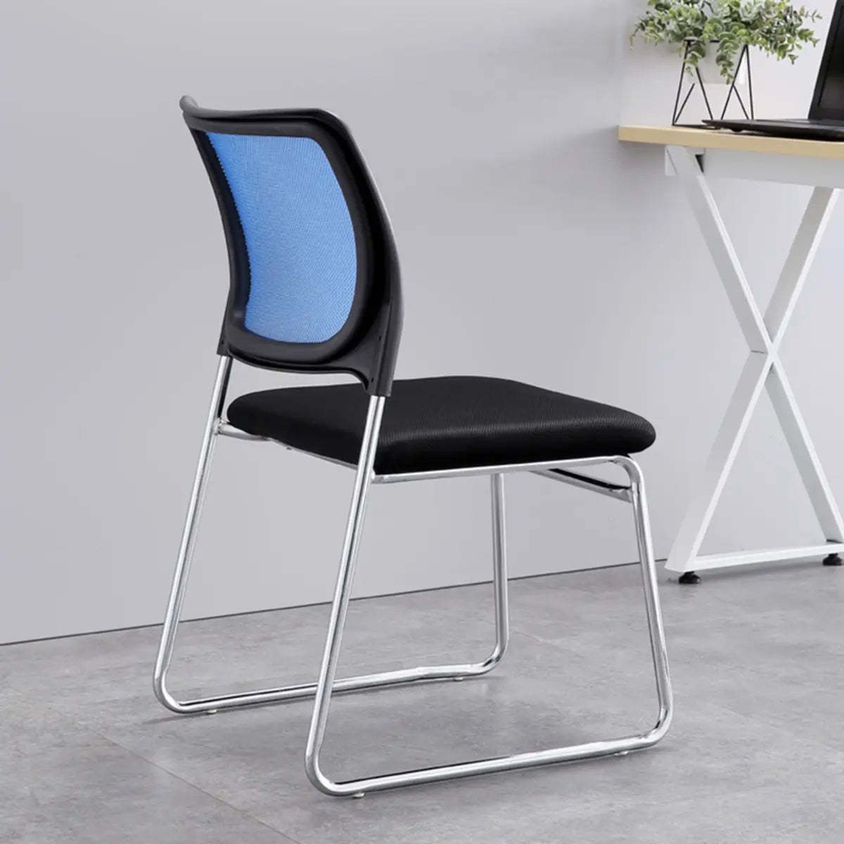 Black Armless Modern Ergonomic Mesh Office Chairs Image - 3