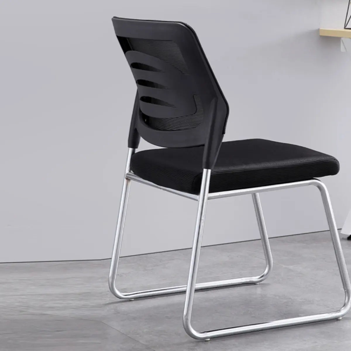 Black Armless Modern Ergonomic Mesh Office Chairs Image - 4