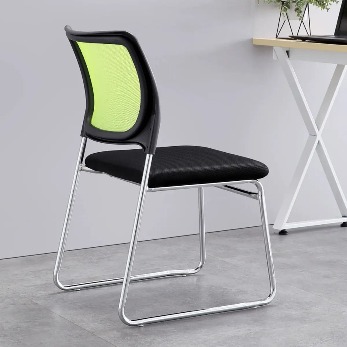 Black Armless Modern Ergonomic Mesh Office Chairs Image - 5