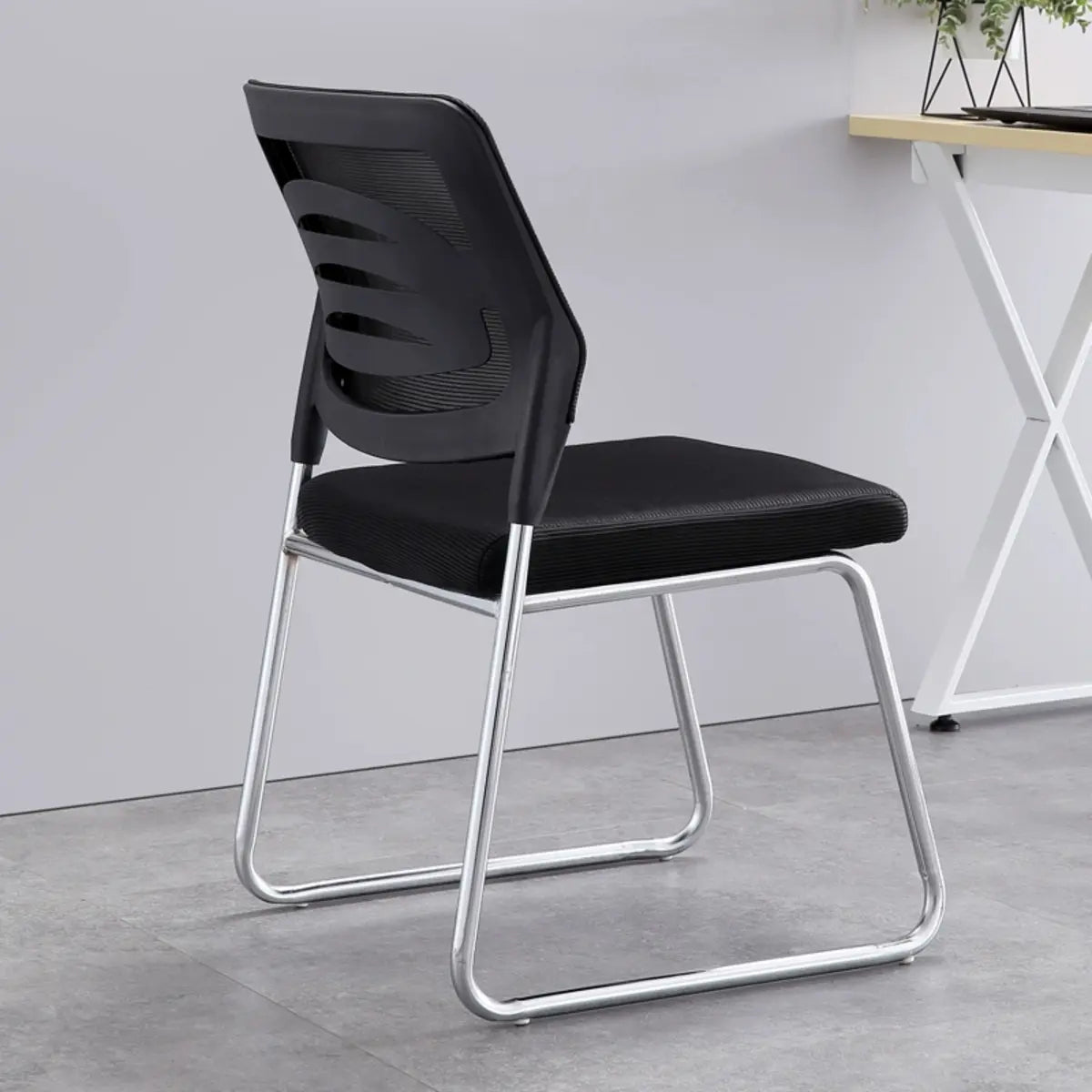 Black Armless Modern Ergonomic Mesh Office Chairs Image - 7