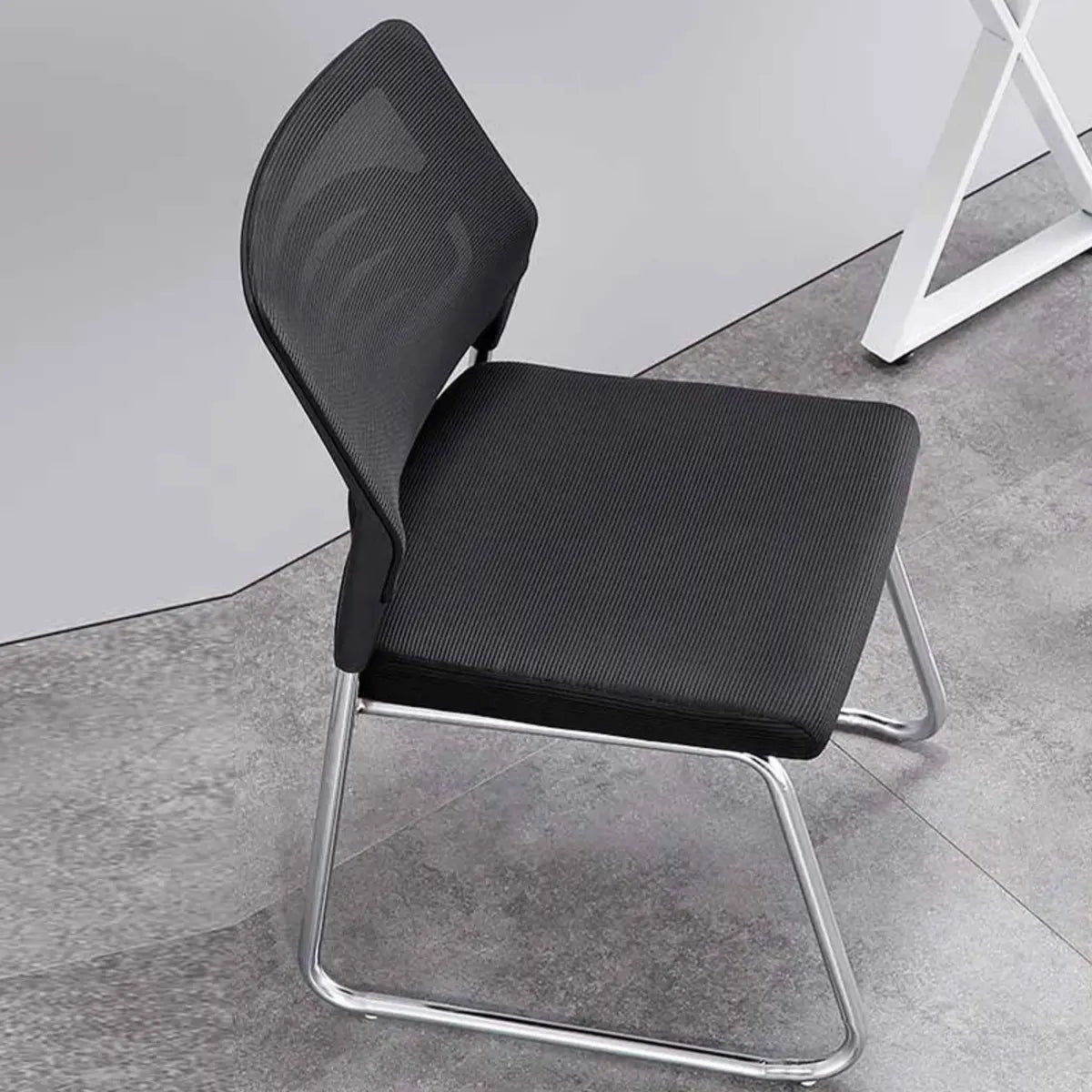 Black Armless Modern Ergonomic Mesh Office Chairs Image - 8