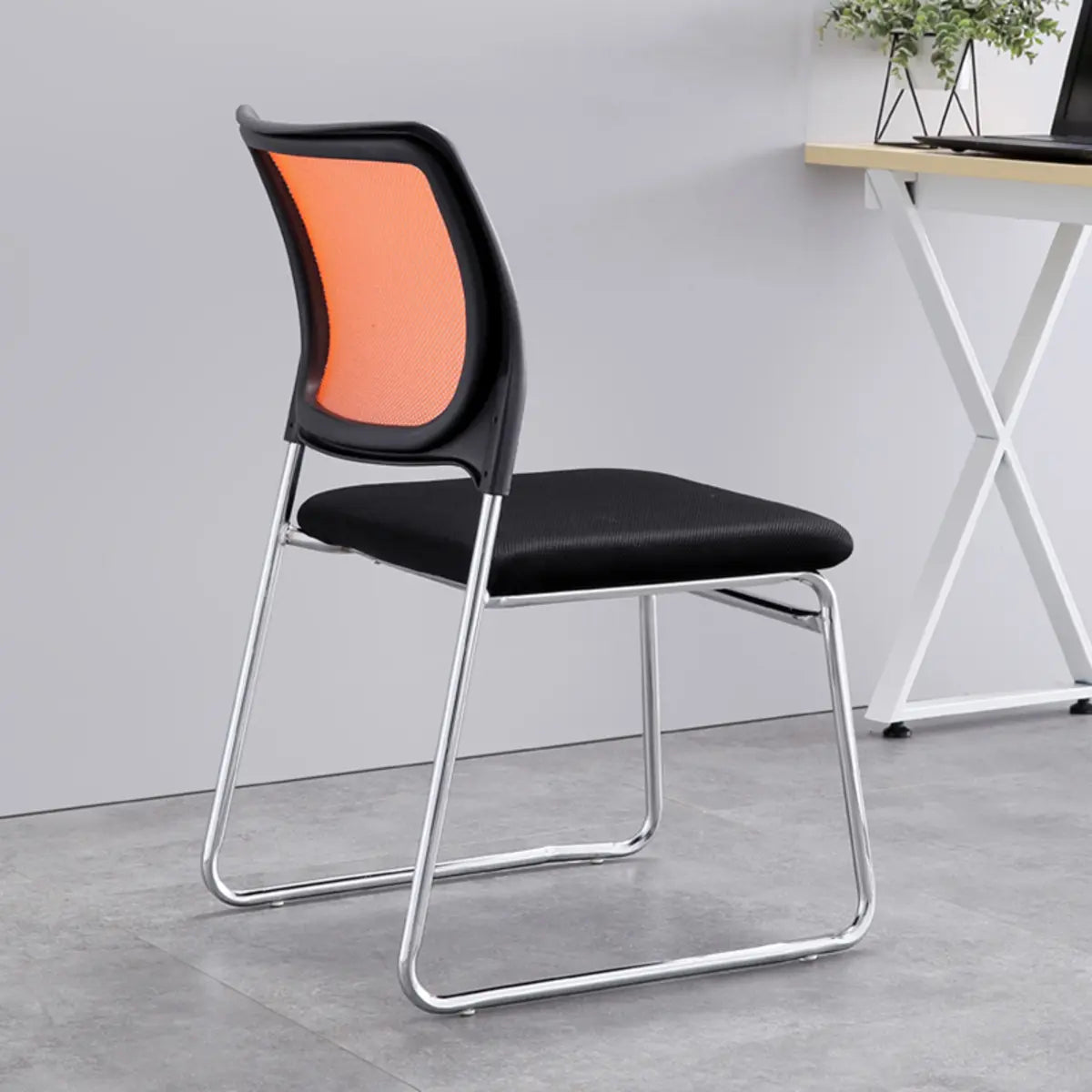 Black Armless Modern Ergonomic Mesh Office Chairs Image - 9