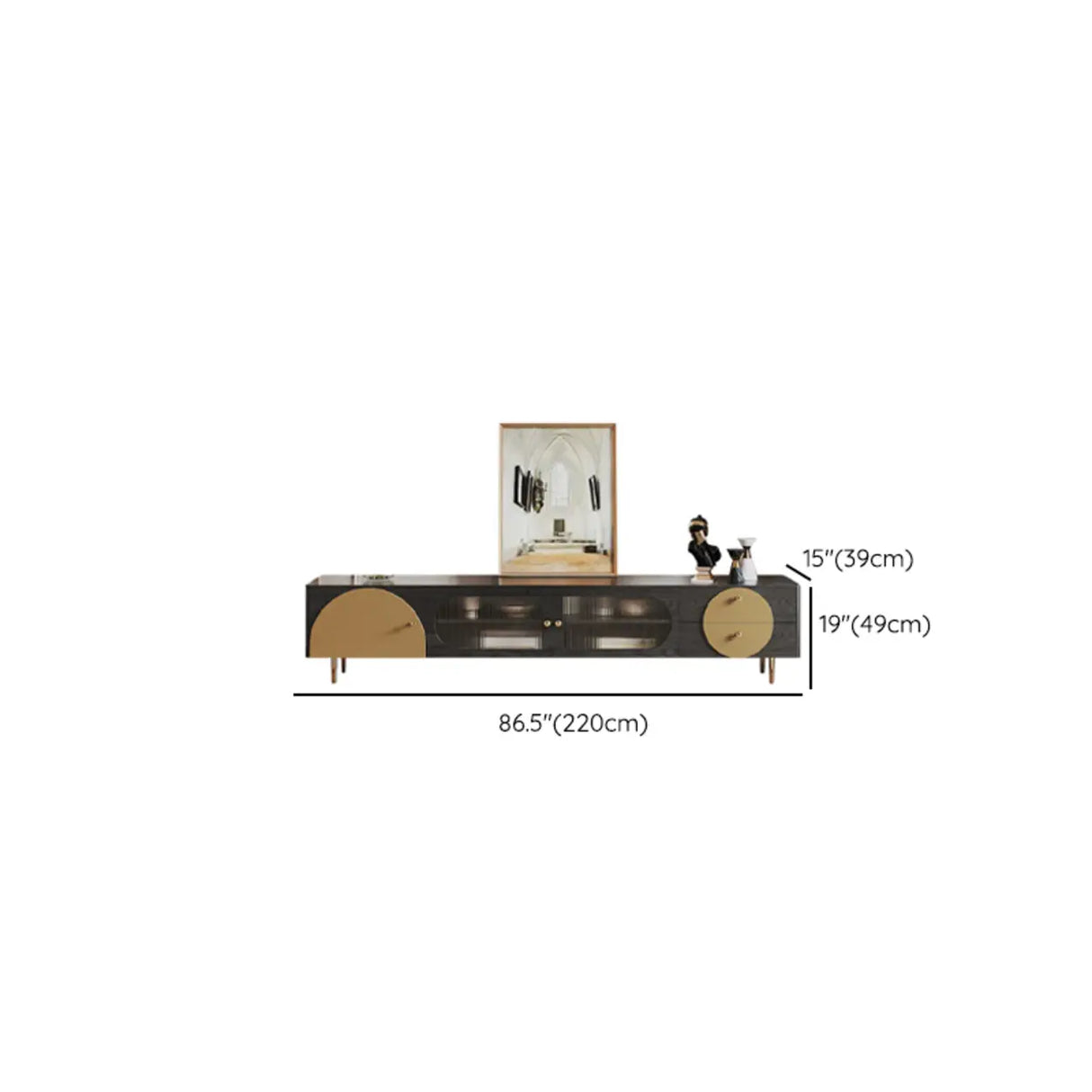 Black Ash Wood Cabinet Drawers Rectangle TV Stand Image - 15