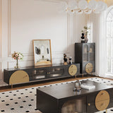 Black Ash Wood Cabinet Drawers Rectangle TV Stand Image - 1