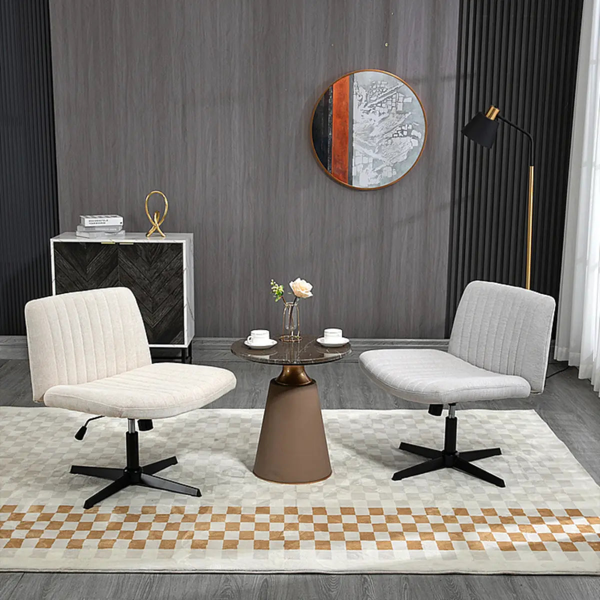 Black Base Comfort Rotating Fabric Studio Office Chair Image - 1