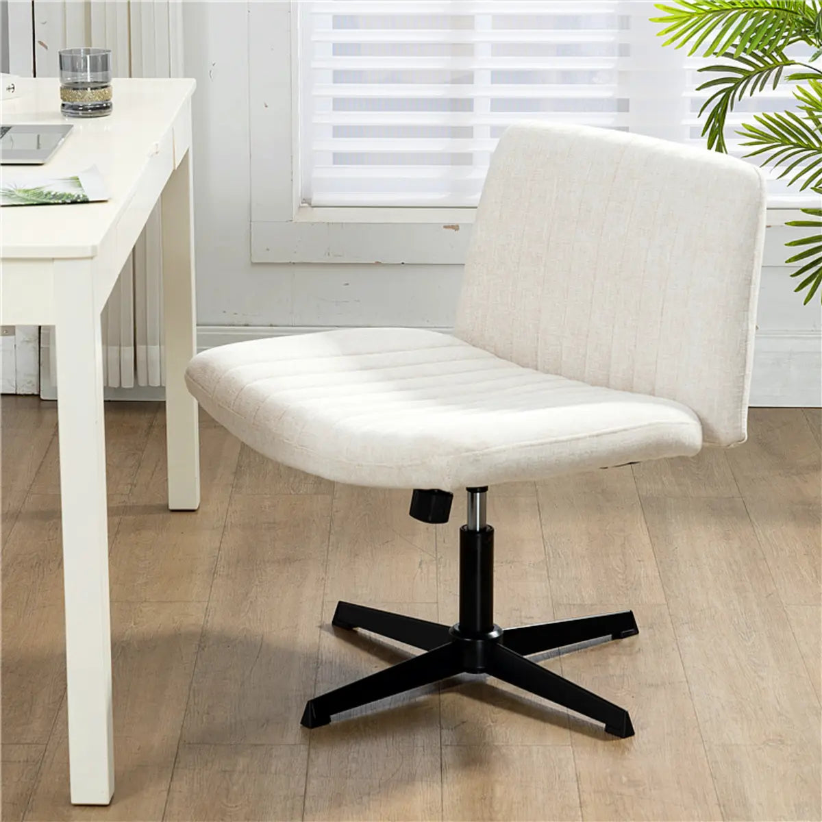 Black Base Comfort Rotating Fabric Studio Office Chair Image - 2