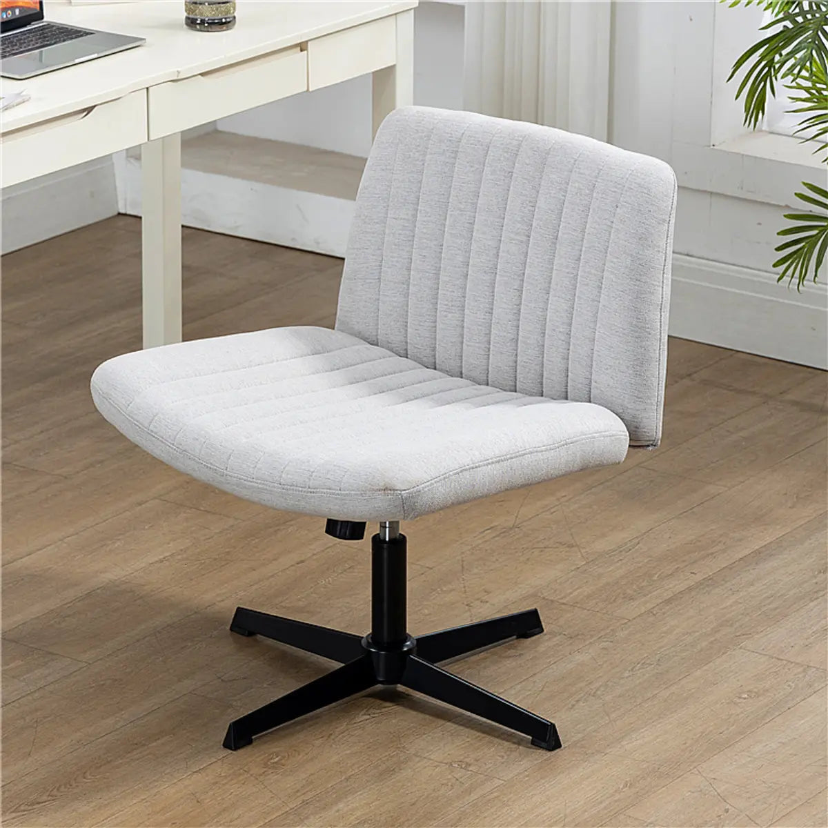 Black Base Comfort Rotating Fabric Studio Office Chair Image - 3