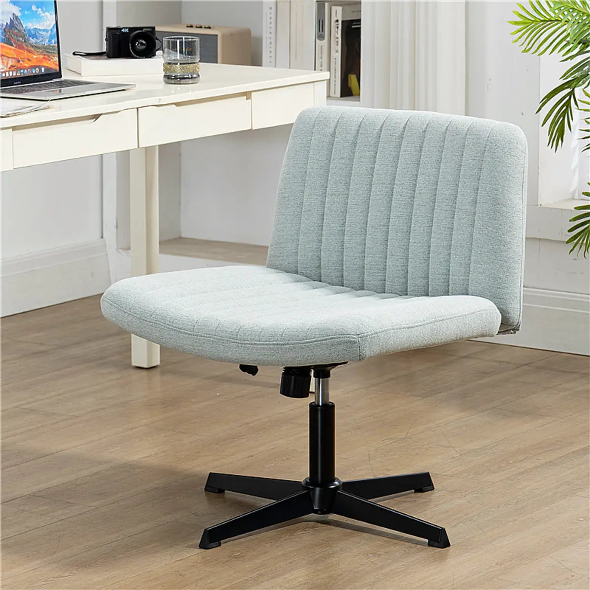 Black Base Comfort Rotating Fabric Studio Office Chair Image - 5