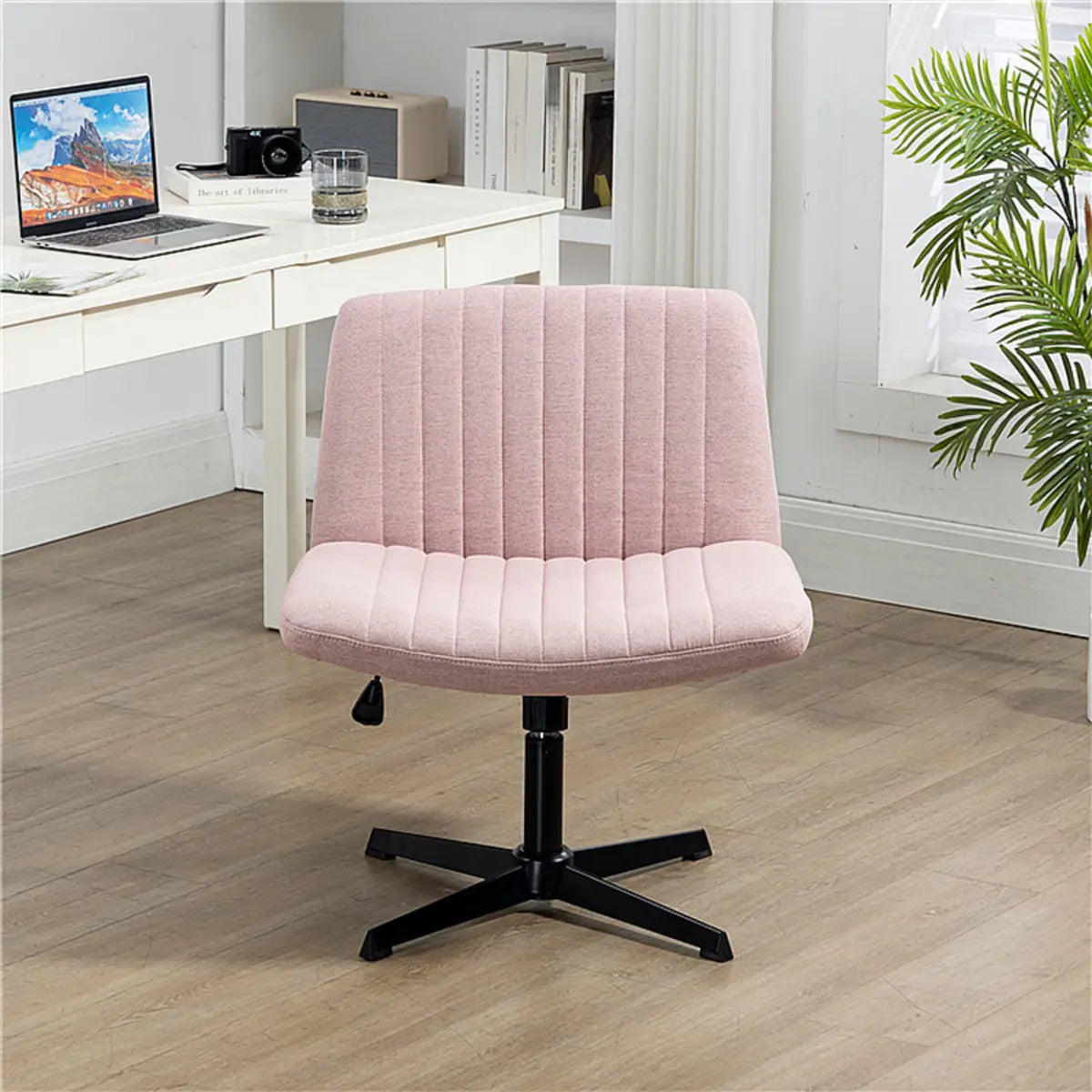 Black Base Comfort Rotating Fabric Studio Office Chair Image - 9