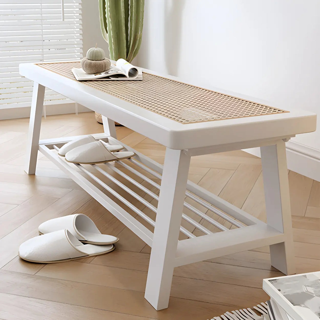 Black Bedroom Bench with Shoe Storage Image - 11