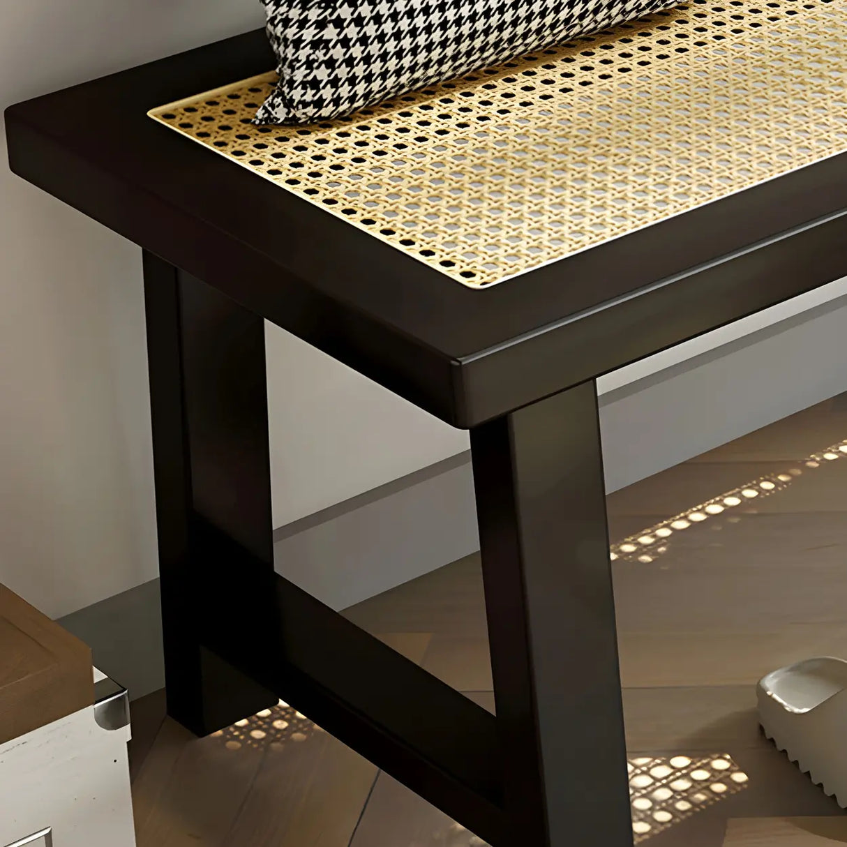 Black Bedroom Bench with Shoe Storage Image - 12