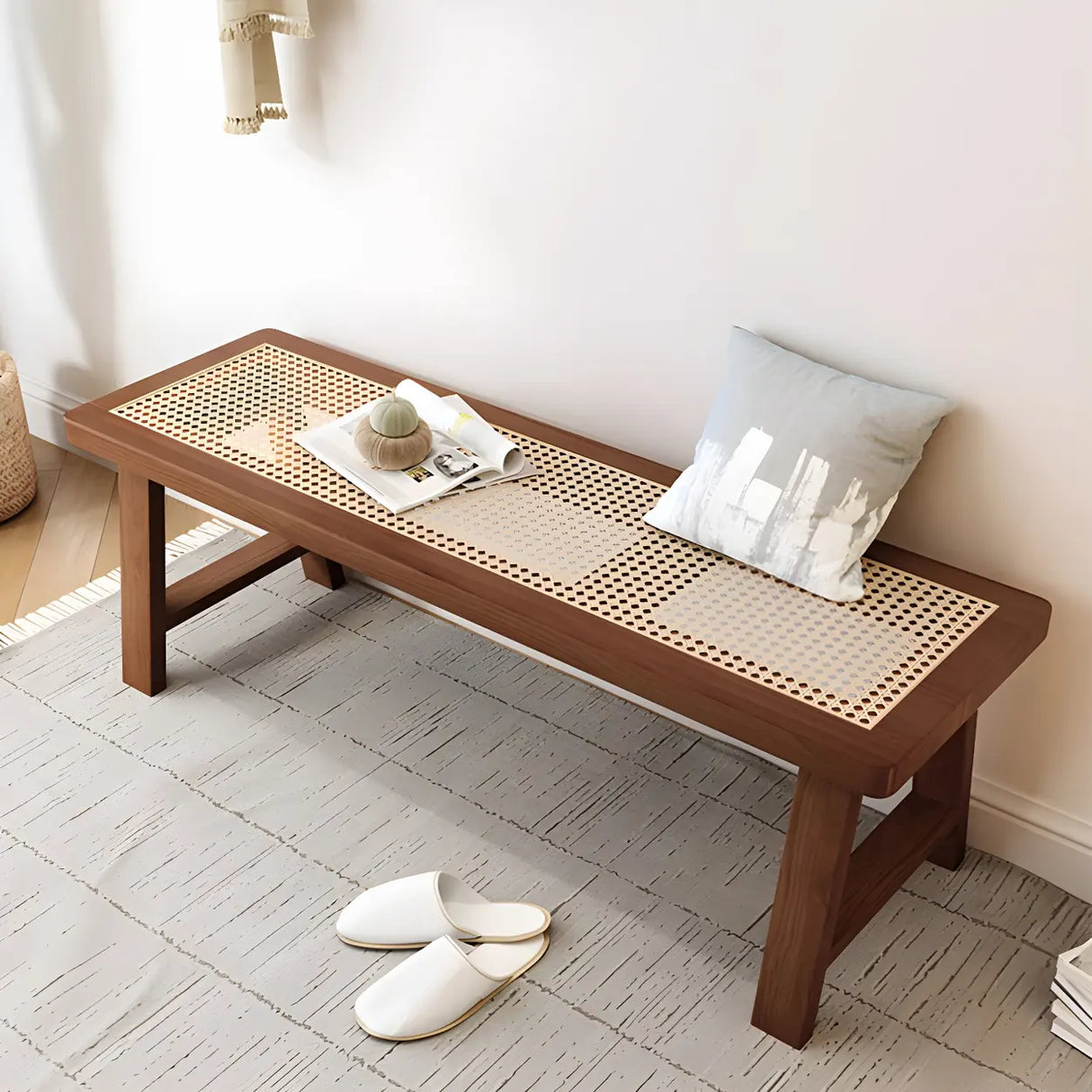 Black Bedroom Bench with Shoe Storage Image - 7