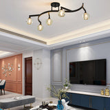Black Branch Crystal Semi-Flush Mount Light 7-Light Image - 14