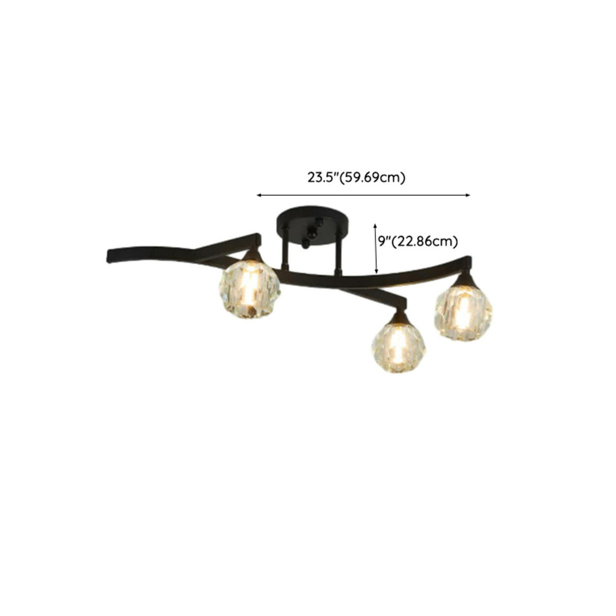 Black Branch Crystal Semi-Flush Mount Light 7-Light 