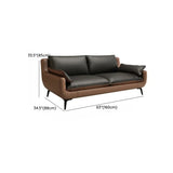 Black Brown Leather Upholstered Back Sofa with Legs Image - 20