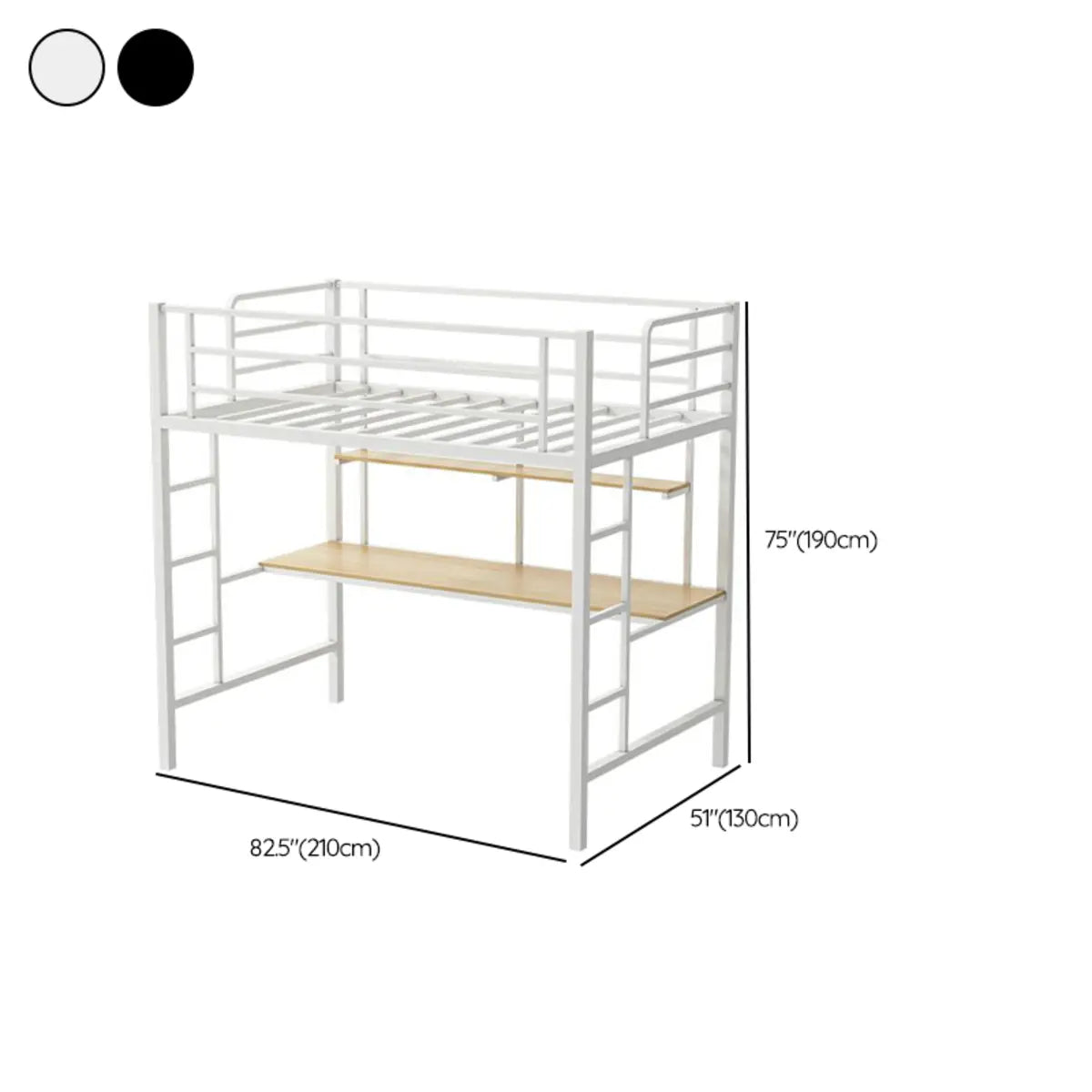 Black Bunk Metal Space-Saving Study Bed with Guardrail Image - 12