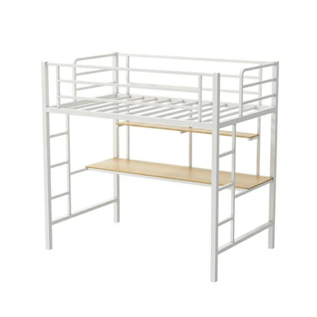 Black Bunk Metal Space-Saving Study Bed with Guardrail Image - 2