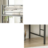 Black Bunk Metal Space-Saving Study Bed with Guardrail Image - 7