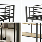 Black Bunk Metal Space-Saving Study Bed with Guardrail Image - 8