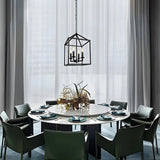 Black Cage Chain Metal 3-Light Small Foyer Chandelier Image - 9