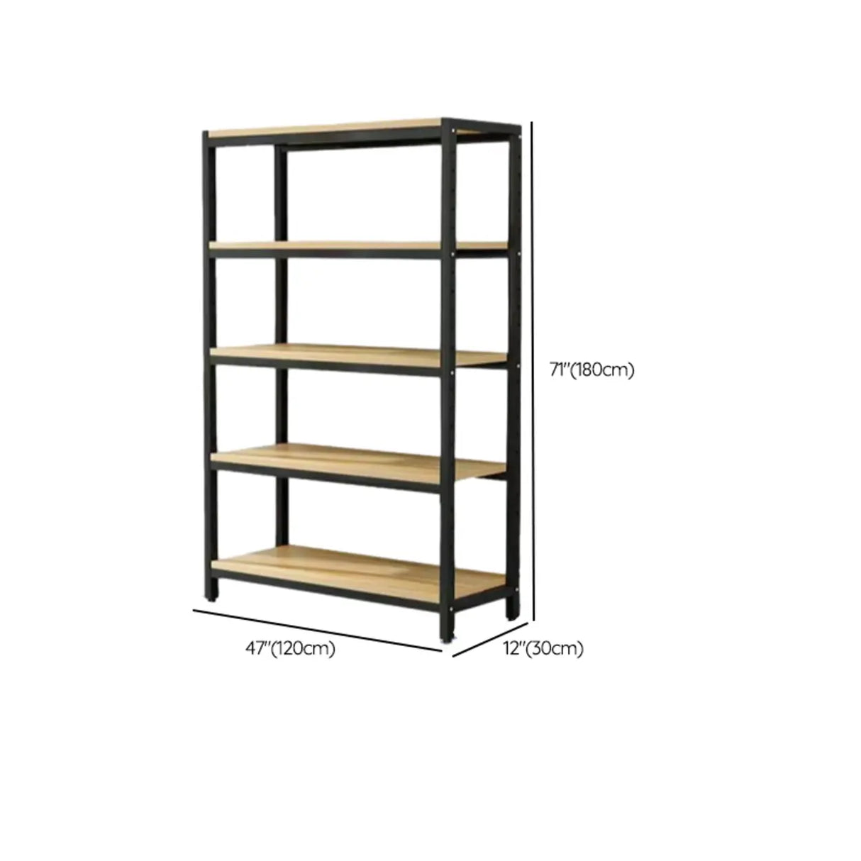 Black Casual Vertical Steel Frame Display Bookcase Image - 11