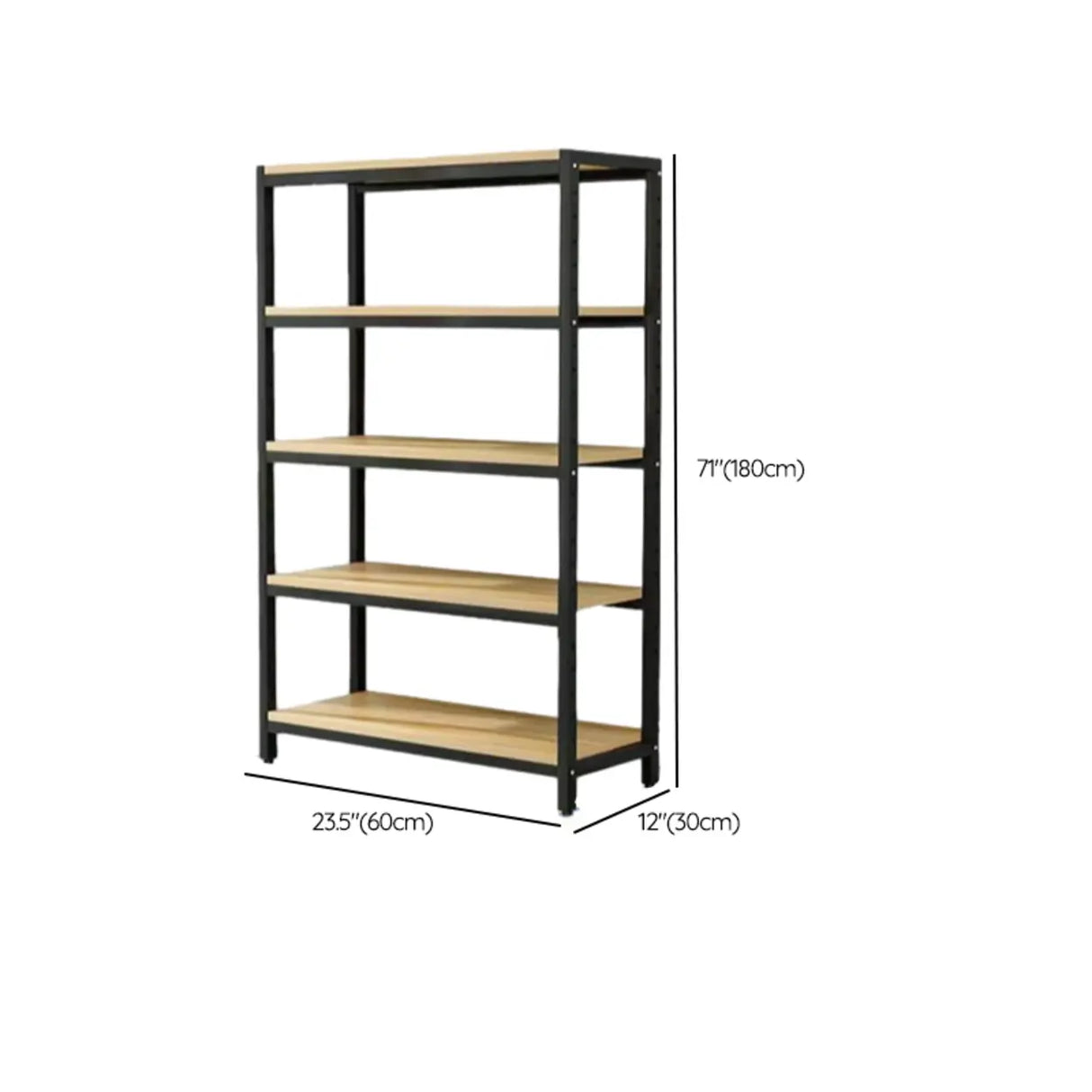 Black Casual Vertical Steel Frame Display Bookcase Image - 12