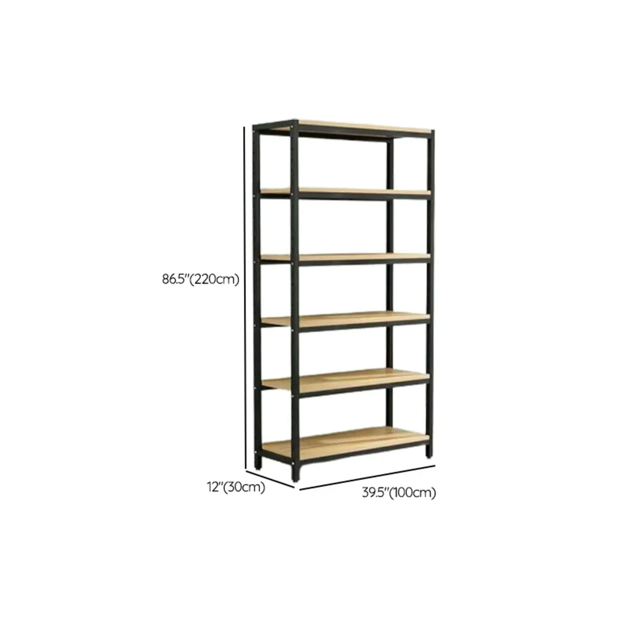 Black Casual Vertical Steel Frame Display Bookcase Image - 22