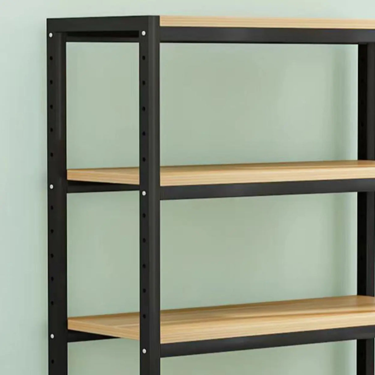 Black Casual Vertical Steel Frame Display Bookcase Image - 4