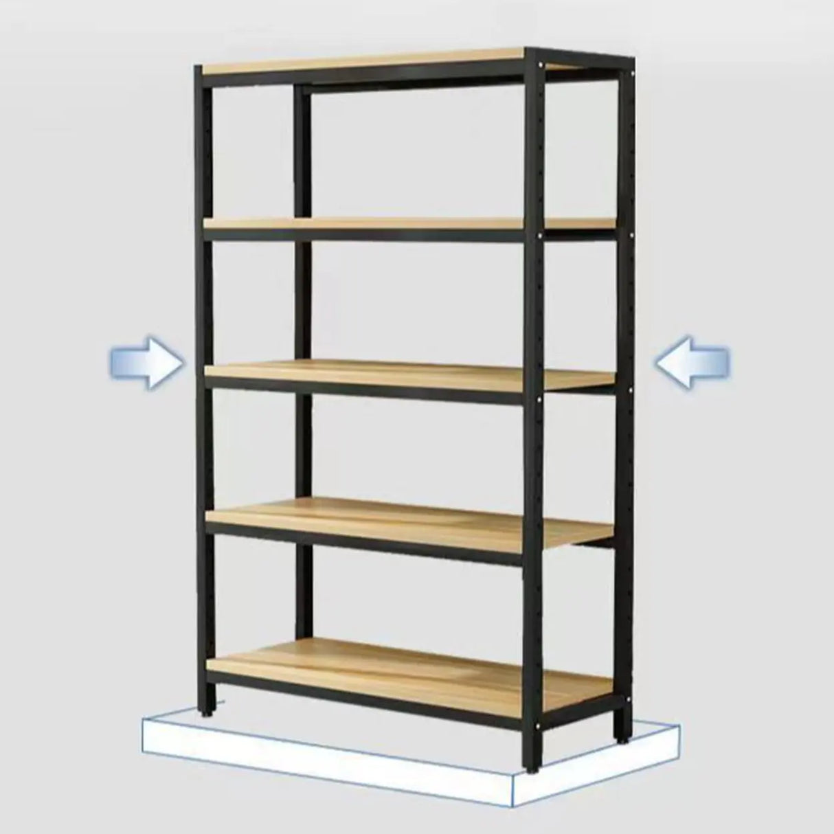 Black Casual Vertical Steel Frame Display Bookcase Image - 5
