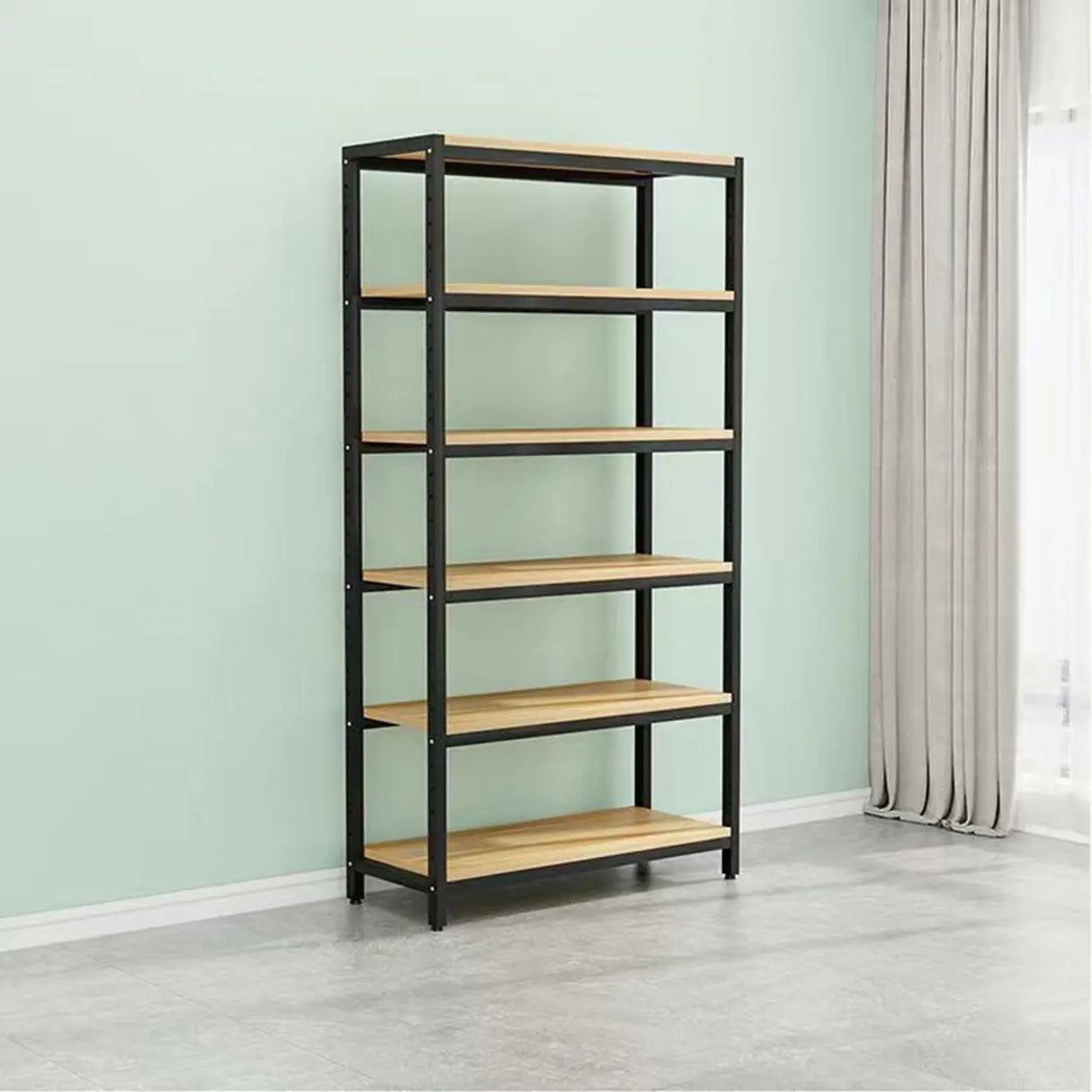 Black Casual Vertical Steel Frame Display Bookcase Image - 6