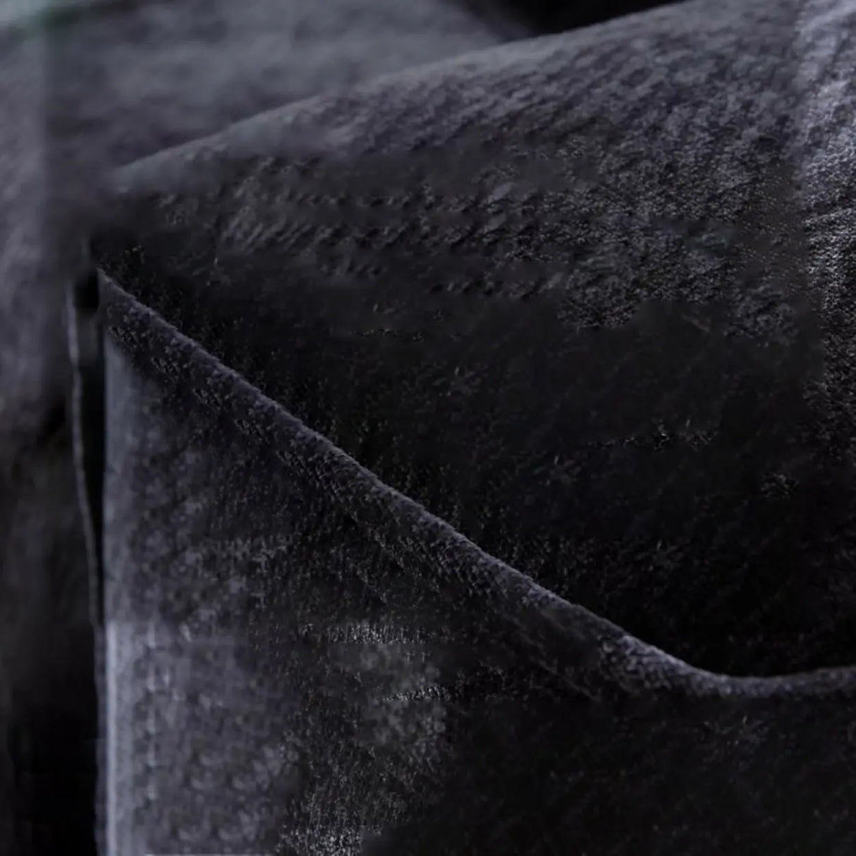 Black Chenille Square Arm Concealed Support Sofa Image - 10
