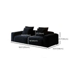 Black Chenille Square Arm Concealed Support Sofa Image - 15