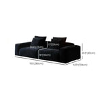 Black Chenille Square Arm Concealed Support Sofa Image - 16