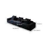 Black Chenille Square Arm Concealed Support Sofa Image - 17
