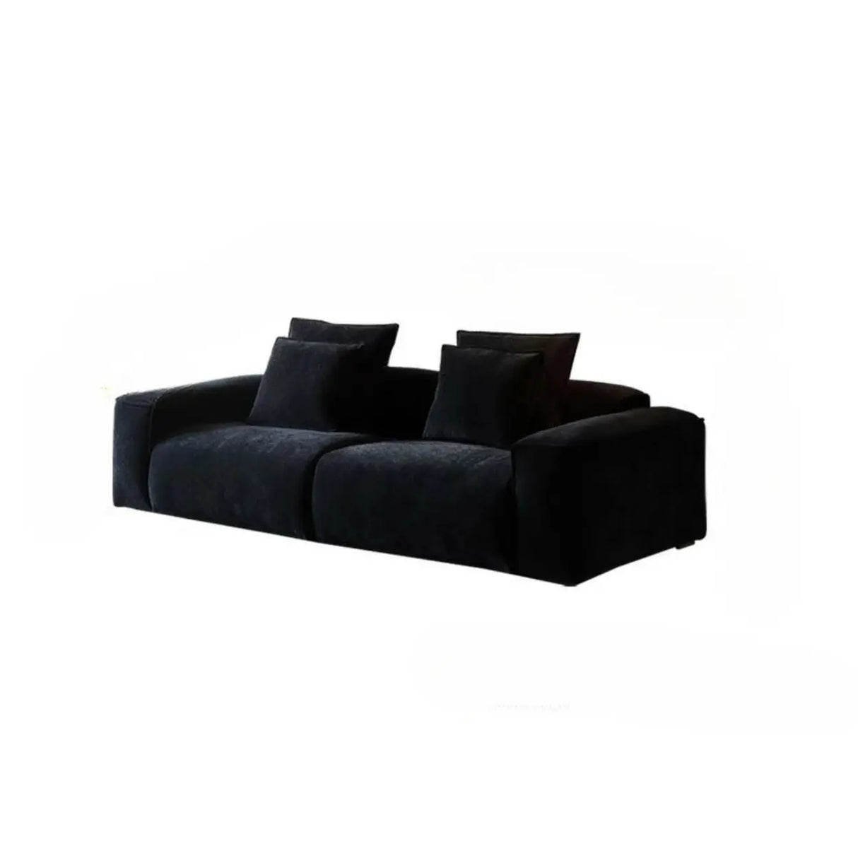 Black Chenille Square Arm Concealed Support Sofa Image - 2