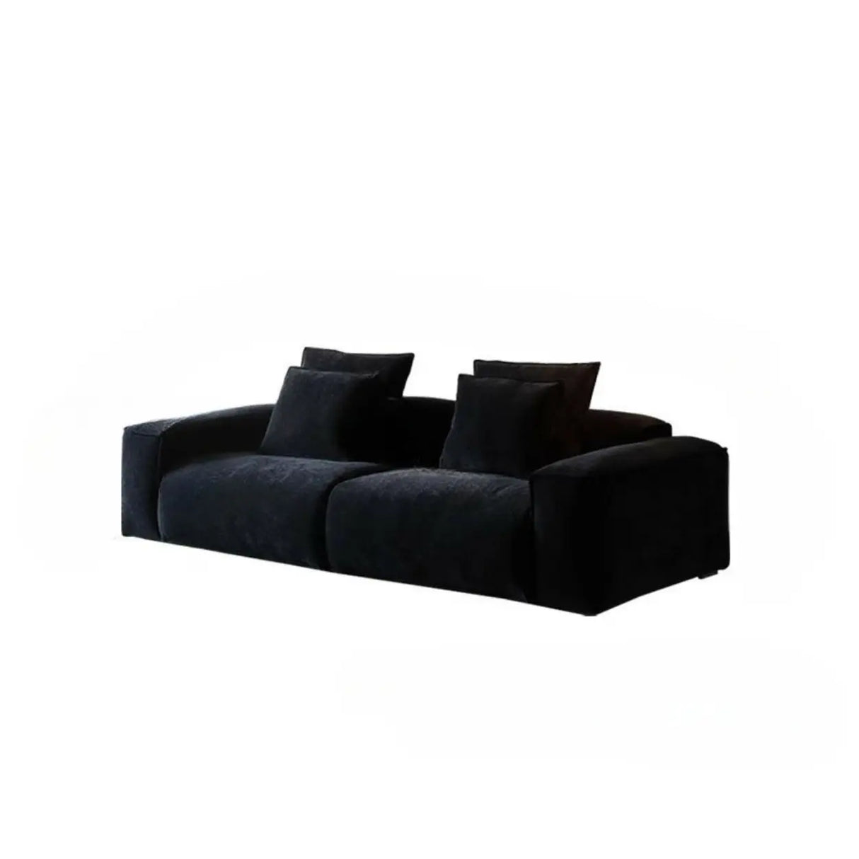 Black Chenille Square Arm Concealed Support Sofa Image - 3