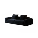 Black Chenille Square Arm Concealed Support Sofa Image - 5