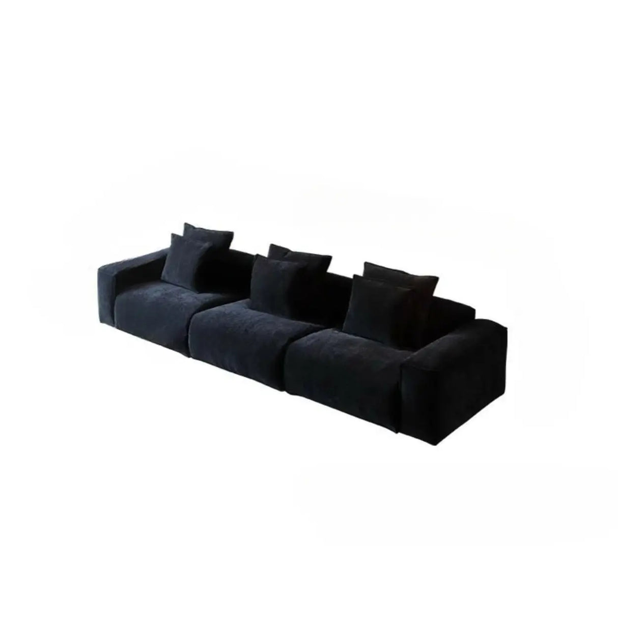 Black Chenille Square Arm Concealed Support Sofa Image - 7