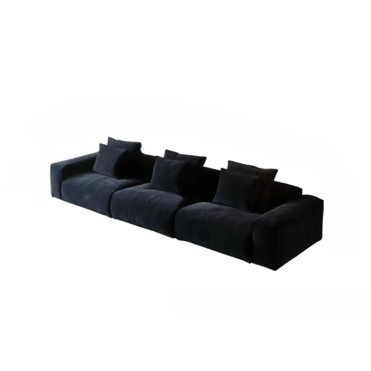 Black Chenille Square Arm Concealed Support Sofa Image - 9