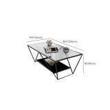 Black Clear Glass Top Rectangular Metal Single Table #size