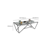 Black Clear Glass Top Rectangular Metal Single Table Image - 12