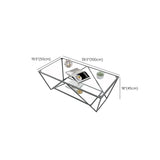 Black Clear Glass Top Rectangular Metal Single Table Image - 13