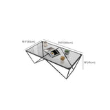Black Clear Glass Top Rectangular Metal Single Table Image - 14