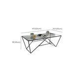 Black Clear Glass Top Rectangular Metal Single Table Image - 16