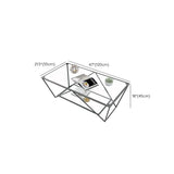 Black Clear Glass Top Rectangular Metal Single Table Image - 17